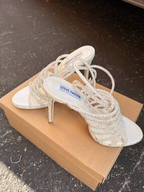 New Steve Madden White Sparkly Stiletto Heels Women's Size 8